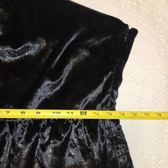 7 For All Mankind One Shoulder Dress Metallic Velour Black Womens Size Med Party - Picture 10 of 14